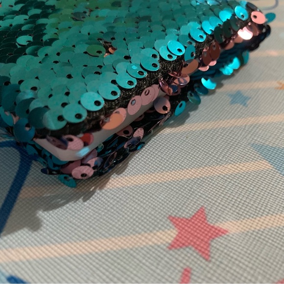 Turquoise Mermaid Reversible Flip Sequin Mini Notebook Journal - Picture 11 of 16